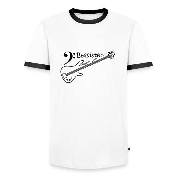 Bassisten dürfen das! - Männer Kontrast-T-Shirt - Weiß/Schwarz - Vorne - AI Model Female 172 light (172cm) & AI Model Male 178 dark (178cm)