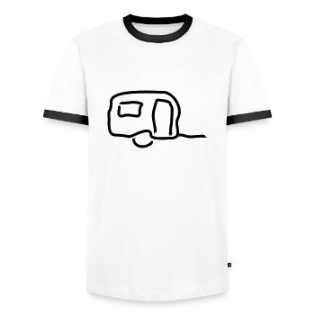 wohnwagen Umriss 2 - Männer Kontrast-T-Shirt - Weiß/Schwarz - Vorne - AI Model Female 172 light (172cm) & AI Model Male 178 dark (178cm)