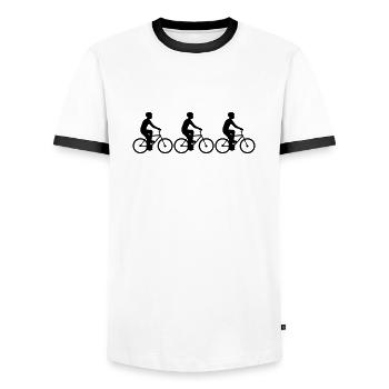 équipage équipe sportive amis 3 coureurs cyclistes - T-shirt contrasté Homme - blanc/noir - Devant - AI Model Female 172 light (172cm) & AI Model Male 178 dark (178cm)