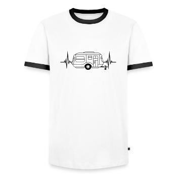 heartbeat pulse frequency caravan camping anhaeng - Men's Ringer Shirt - white/black - Front - AI Model Female 172 light (172cm) & AI Model Male 178 dark (178cm)