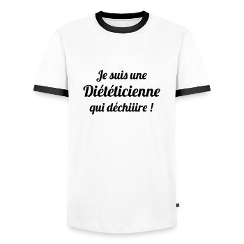 diététicien / diététique / régime / nutrition - T-shirt contrasté Homme - blanc/noir - Devant - AI Model Female 172 light (172cm) & AI Model Male 178 dark (178cm)