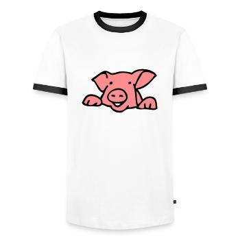 head pig - Men's Ringer Shirt - white/black - Front - AI Model Female 172 light (172cm) & AI Model Male 178 dark (178cm)