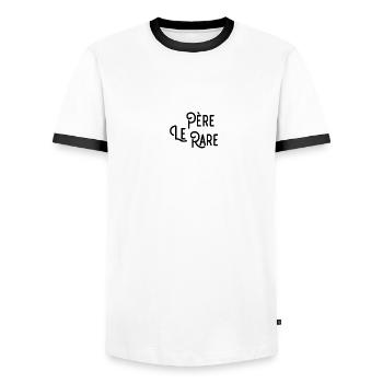 Father the Rare - Rare Pearl - Perfect Dad - Men's Ringer Shirt - white/black - Front - AI Model Female 172 light (172cm) & AI Model Male 178 dark (178cm)