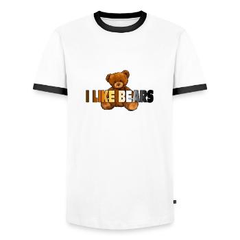 Gay bear - Men's Ringer Shirt - white/black - Front - AI Model Female 172 light (172cm) & AI Model Male 178 dark (178cm)