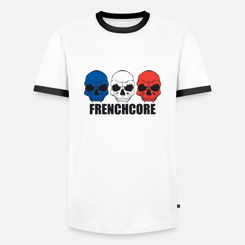 Frenchcore - Männer Kontrast-T-Shirt - Weiß/Schwarz