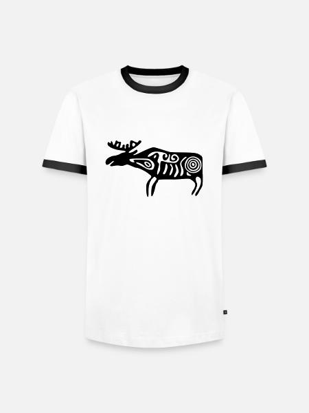 Elch Sámi Samen - Männer Kontrast-T-Shirt - Weiß/Schwarz