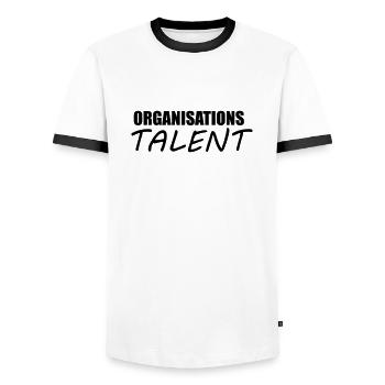 organisationstalent - organisation - talent - Männer Kontrast-T-Shirt - Weiß/Schwarz - Vorne - AI Model Female 172 light (172cm) & AI Model Male 178 dark (178cm)