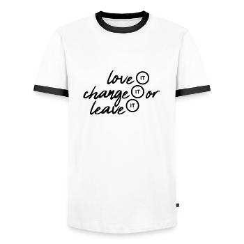 Love it change - Männer Kontrast-T-Shirt - Weiß/Schwarz - Vorne - AI Model Female 172 light (172cm) & AI Model Male 178 dark (178cm)