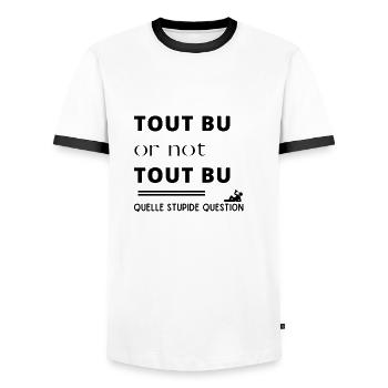 Apéro citation drôle alcool - Tout bu - T-shirt contrasté Homme - blanc/noir - Devant - AI Model Female 172 light (172cm) & AI Model Male 178 dark (178cm)