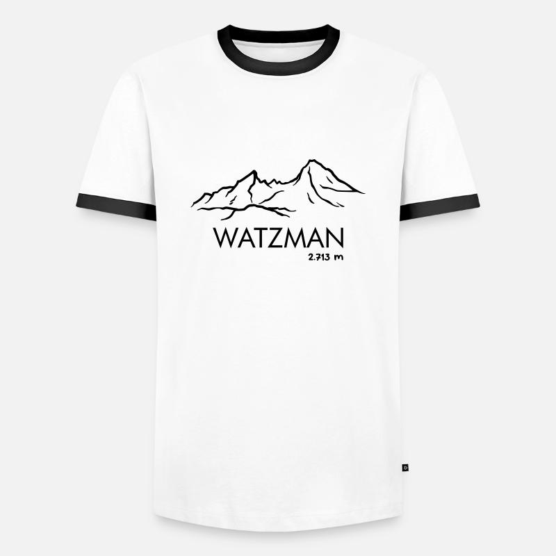 Watzmann - Männer Kontrast-T-Shirt - Weiß/Schwarz