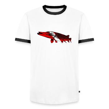 Pike by Scuba.Style - Men's Ringer Shirt - white/black - Front - AI Model Female 172 light (172cm) & AI Model Male 178 dark (178cm)