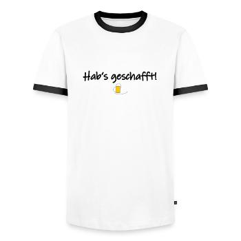 Hab's geschafft! - Männer Kontrast-T-Shirt - Weiß/Schwarz - Vorne - AI Model Female 172 light (172cm) & AI Model Male 178 dark (178cm)