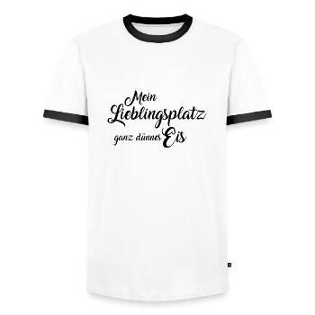 ganz dünnes Eis - Männer Kontrast-T-Shirt - Weiß/Schwarz - Vorne - AI Model Female 172 light (172cm) & AI Model Male 178 dark (178cm)