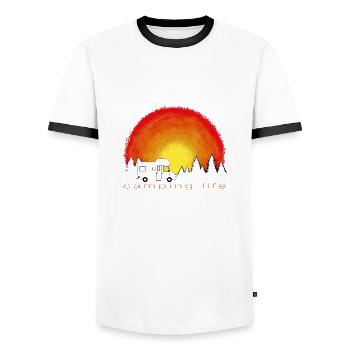 La vie en camping - T-shirt contrasté Homme - blanc/noir - Devant - AI Model Female 172 light (172cm) & AI Model Male 178 dark (178cm)