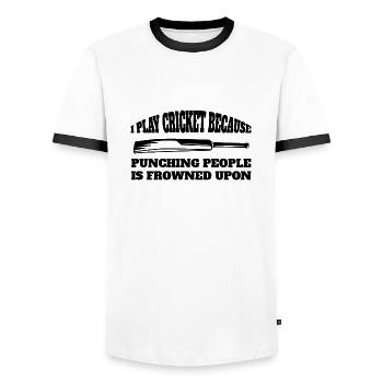 Cricket Team Cricket Slogan Gift Cricket Fan - Men's Ringer Shirt - white/black - Front - AI Model Female 172 light (172cm) & AI Model Male 178 dark (178cm)