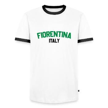 Fiorentina Italy - Men's Ringer Shirt - white/black - Front - AI Model Female 172 light (172cm) & AI Model Male 178 dark (178cm)