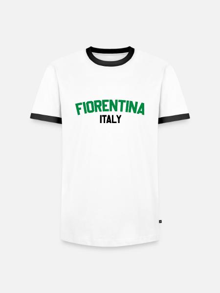 Fiorentina Italien - Männer Kontrast-T-Shirt - Weiß/Schwarz