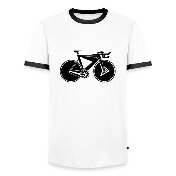 Vélo de route, idée cadeau pour les amis motards - T-shirt contrasté Homme - blanc/noir - Devant - AI Model Female 172 light (172cm) & AI Model Male 178 dark (178cm)