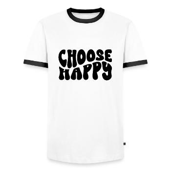 Choisissez un design heureux, une déclaration de bien-être - T-shirt contrasté Homme - blanc/noir - Devant - AI Model Female 172 light (172cm) & AI Model Male 178 dark (178cm)