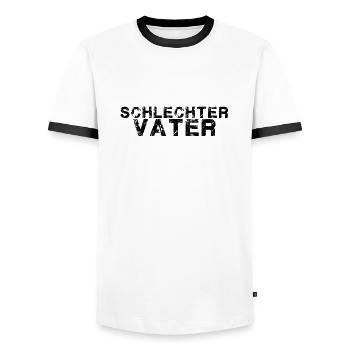 schlechter vater,Vater,schwarze schrift - Männer Kontrast-T-Shirt - Weiß/Schwarz - Vorne - AI Model Female 172 light (172cm) & AI Model Male 178 dark (178cm)