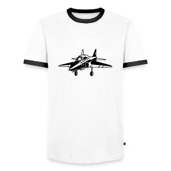 Kampfjet - Männer Kontrast-T-Shirt - Weiß/Schwarz - Vorne - AI Model Female 172 light (172cm) & AI Model Male 178 dark (178cm)