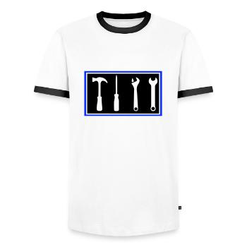 werkzeug - Männer Kontrast-T-Shirt - Weiß/Schwarz - Vorne - AI Model Female 172 light (172cm) & AI Model Male 178 dark (178cm)