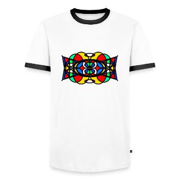 Pattern - Men's Ringer Shirt - white/black - Front - AI Model Female 172 light (172cm) & AI Model Male 178 dark (178cm)