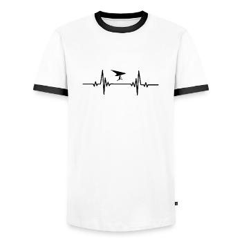 Heartbeat Hang Gliding - Men's Ringer Shirt - white/black - Front - AI Model Female 172 light (172cm) & AI Model Male 178 dark (178cm)