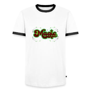 Magischer Weihnachtsmann Weihnachtsmann Nikolaus Frohe Weihnachten Weihnachten - Männer Kontrast-T-Shirt - Weiß/Schwarz - Vorne - AI Model Female 172 light (172cm) & AI Model Male 178 dark (178cm)