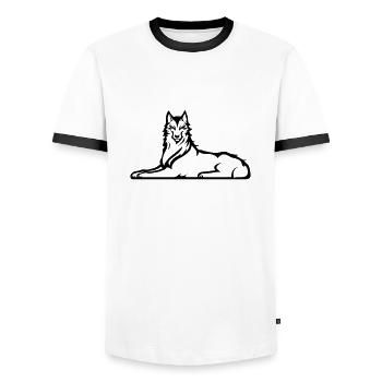 Chechen Wolf - Men's Ringer Shirt - white/black - Front - AI Model Female 172 light (172cm) & AI Model Male 178 dark (178cm)