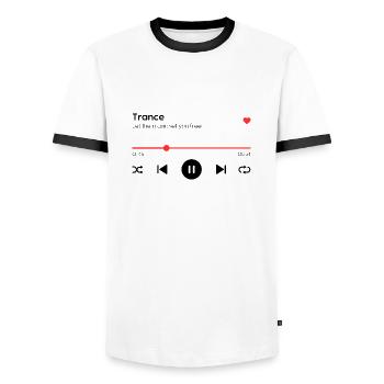 Trance - Men's Ringer Shirt - white/black - Front - AI Model Female 172 light (172cm) & AI Model Male 178 dark (178cm)