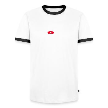 Battement de cœur Infirmière - T-shirt contrasté Homme - blanc/noir - Devant - AI Model Female 172 light (172cm) & AI Model Male 178 dark (178cm)