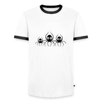 Araignées,Famille d’araignées,Araignée,Famille,Trio - T-shirt contrasté Homme - blanc/noir - Devant - AI Model Female 172 light (172cm) & AI Model Male 178 dark (178cm)