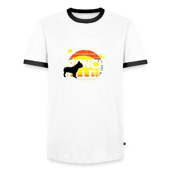 Hund - Männer Kontrast-T-Shirt - Weiß/Schwarz - Vorne - AI Model Female 172 light (172cm) & AI Model Male 178 dark (178cm)