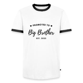 Grand frère 2025 - T-shirt contrasté Homme - blanc/noir - Devant - AI Model Female 172 light (172cm) & AI Model Male 178 dark (178cm)