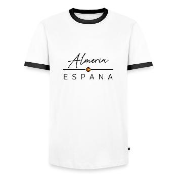 Spain - Almeria - Spanien - Espana - Männer Kontrast-T-Shirt - Weiß/Schwarz - Vorne - AI Model Female 172 light (172cm) & AI Model Male 178 dark (178cm)