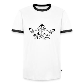 2 Foxes Couple In Love Two Friends Love Team Cute - Men's Ringer Shirt - white/black - Front - AI Model Female 172 light (172cm) & AI Model Male 178 dark (178cm)