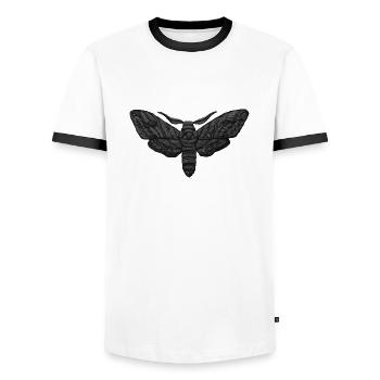 Papillon noir – motif brodé mystique - T-shirt contrasté Homme - blanc/noir - Devant - AI Model Female 172 light (172cm) & AI Model Male 178 dark (178cm)