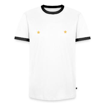 Best of 1936 - Men's Ringer Shirt - white/black - Front - AI Model Female 172 light (172cm) & AI Model Male 178 dark (178cm)