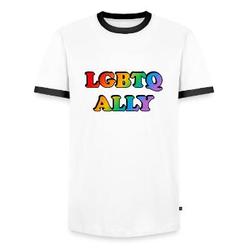 LGBTQ-Verbündeter - Männer Kontrast-T-Shirt - Weiß/Schwarz - Vorne - AI Model Female 172 light (172cm) & AI Model Male 178 dark (178cm)