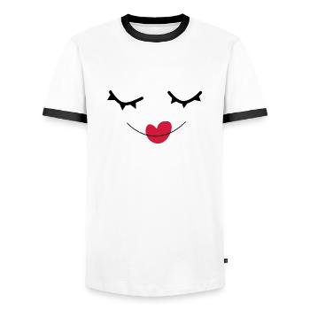 sourire - T-shirt contrasté Homme - blanc/noir - Devant - AI Model Female 172 light (172cm) & AI Model Male 178 dark (178cm)