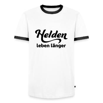 helden - Männer Kontrast-T-Shirt - Weiß/Schwarz - Vorne - AI Model Female 172 light (172cm) & AI Model Male 178 dark (178cm)