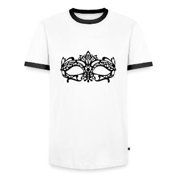 Maske - Männer Kontrast-T-Shirt - Weiß/Schwarz - Vorne - AI Model Female 172 light (172cm) & AI Model Male 178 dark (178cm)
