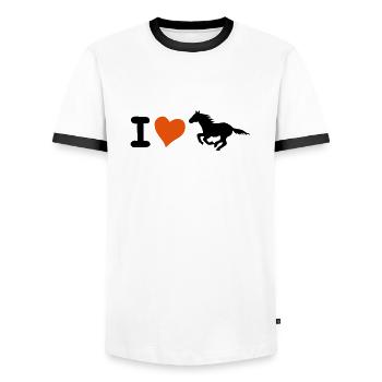 i J'aime l'amour coeur cheval chevaux poney coeur - T-shirt contrasté Homme - blanc/noir - Devant - AI Model Female 172 light (172cm) & AI Model Male 178 dark (178cm)