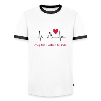 2541614 10819764 Koeln - Männer Kontrast-T-Shirt - Weiß/Schwarz - Vorne - AI Model Female 172 light (172cm) & AI Model Male 178 dark (178cm)