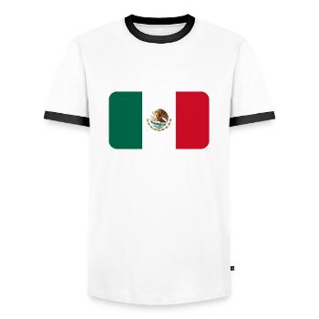 MEXICO FLAG round corner 400 dpi - T-shirt contrasté Homme - blanc/noir - Devant - AI Model Female 172 light (172cm) & AI Model Male 178 dark (178cm)