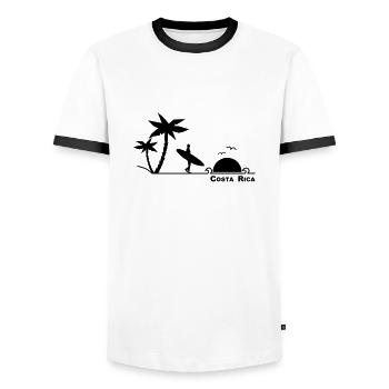 Costa Rica. - Männer Kontrast-T-Shirt - Weiß/Schwarz - Vorne - AI Model Female 172 light (172cm) & AI Model Male 178 dark (178cm)