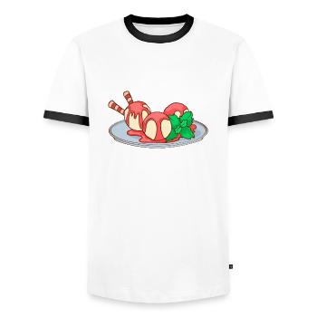 Ice cream ice cream ice cream ice cream ball ice cream sundae - Men's Ringer Shirt - white/black - Front - AI Model Female 172 light (172cm) & AI Model Male 178 dark (178cm)