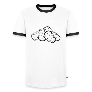 tas de pommes de terre design manger délicieux cuisiner ku - T-shirt contrasté Homme - blanc/noir - Devant - AI Model Female 172 light (172cm) & AI Model Male 178 dark (178cm)