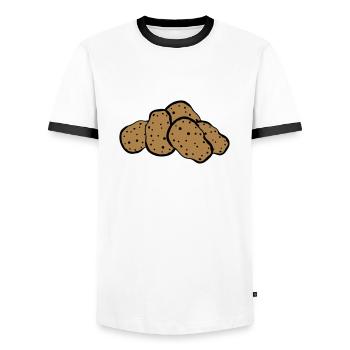 many heap design potato food delicious cook ku - Men's Ringer Shirt - white/black - Front - AI Model Female 172 light (172cm) & AI Model Male 178 dark (178cm)